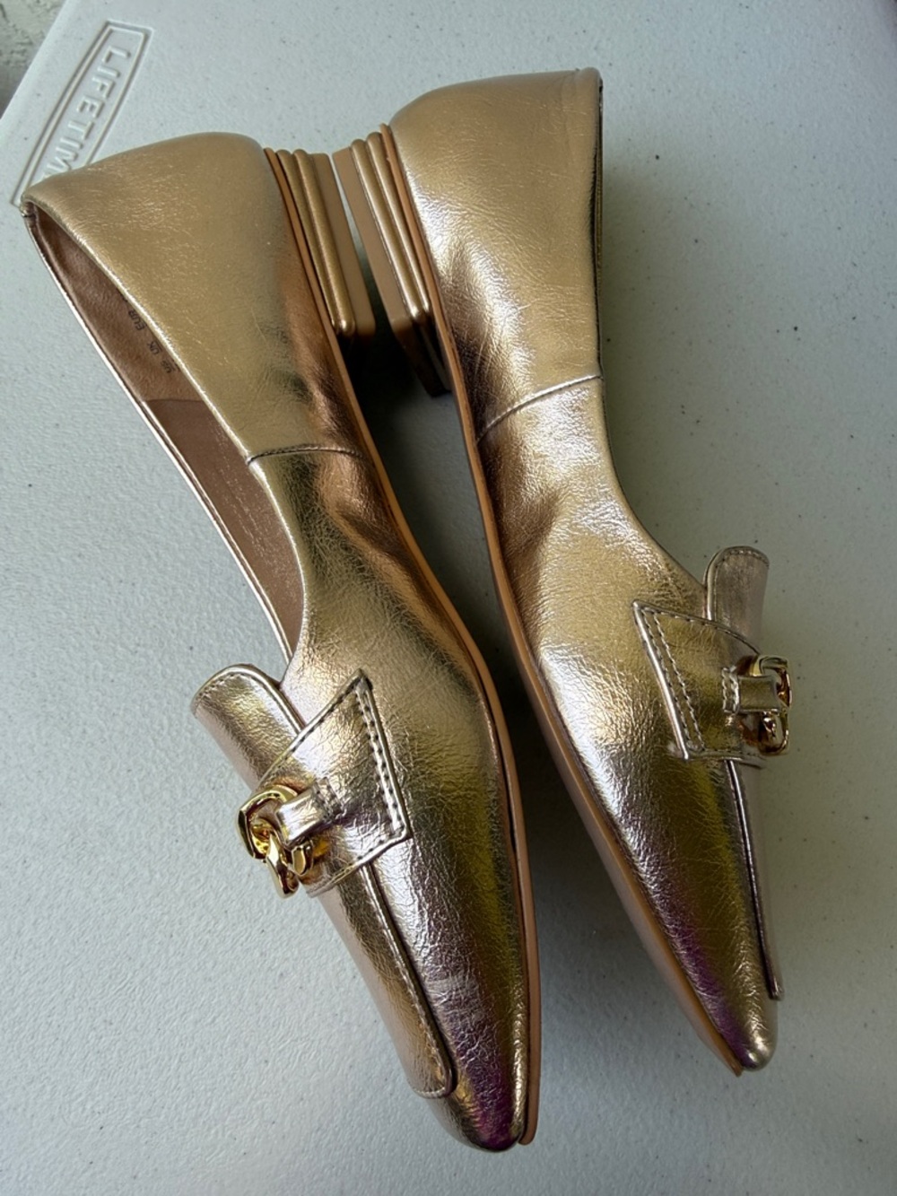 Franco Sarto Women’s Tiari Metallic Rose Gold Square Toe Gold Chain Flats 7 - Picture 14 of 17